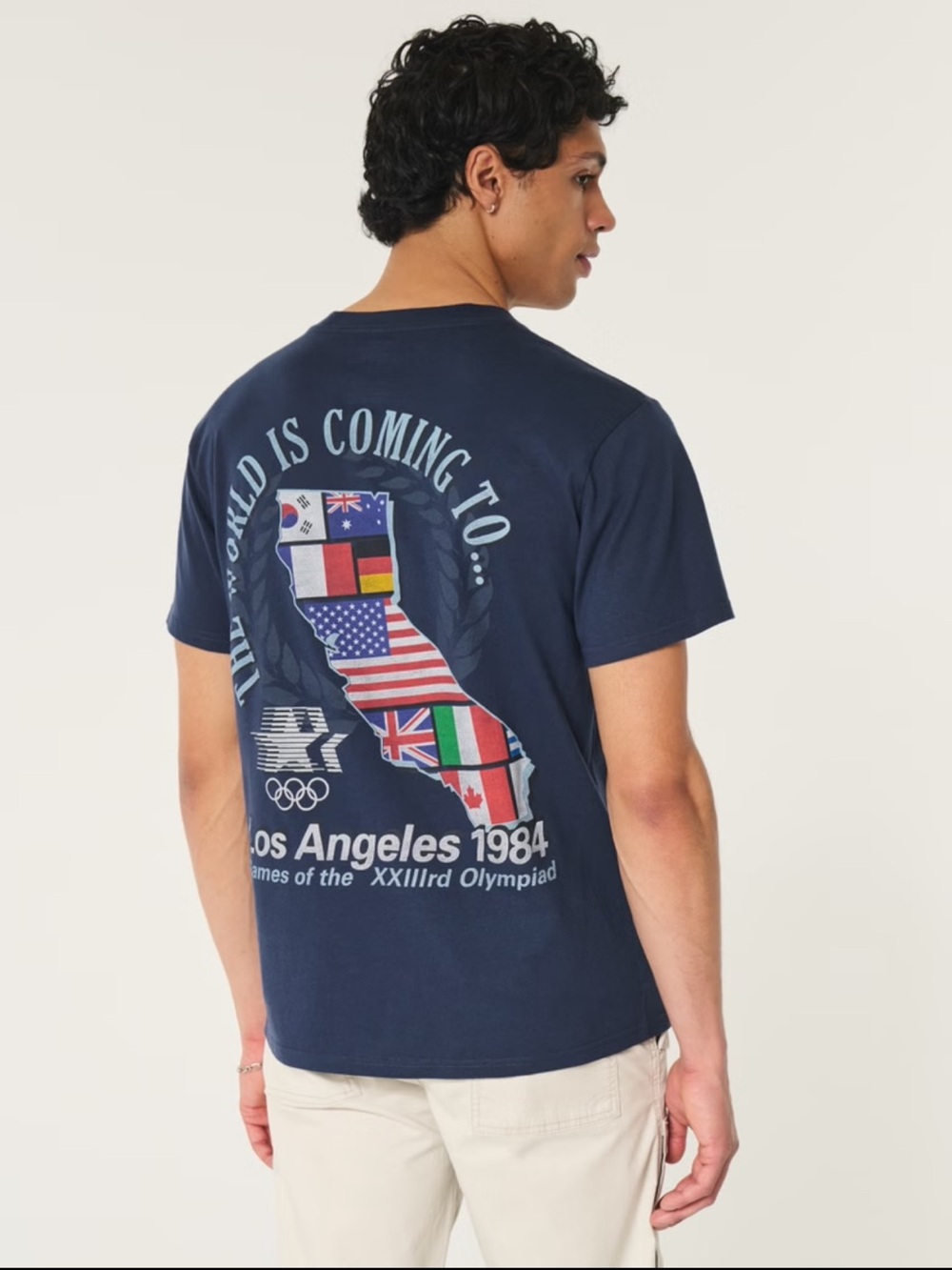 Hollister Men’s Navy Graphic Los Angeles 1984 Olympics Short-Sleeve Graphic Tee